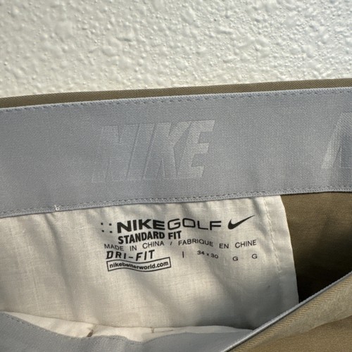 Pantalones de golf Nike para hombre 34x30 caqui Dri-Fit beige ajuste estándar poliéster spandex - Imagen 3 de 7