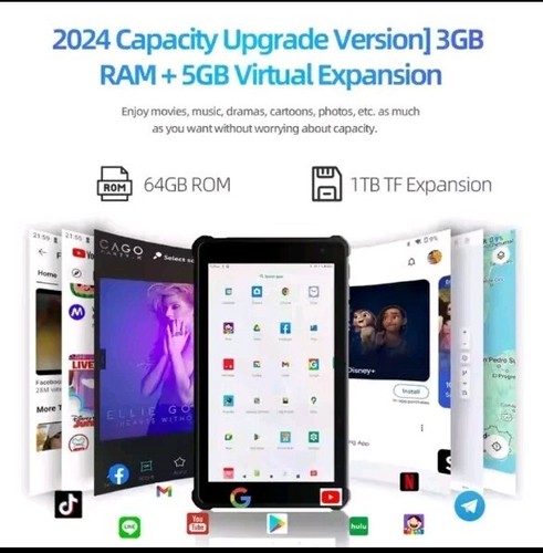 PRITOM Tab 7 Pro 7" A523 Octacore Processor 8+64GB Android 14 5G WiFi +WiFi 6 - Picture 5 of 10