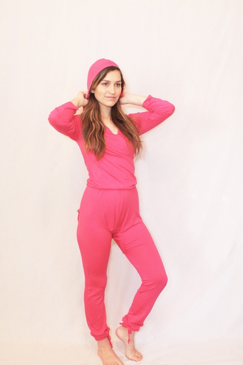 Women s pajamas One piece with butt flap hot pink. xxs 2xs eBay