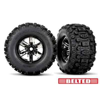 Traxxas Tires & Wheels Sledgehammer Belted / X-MAXX Black Chrome (2) Traxxas Tires & Wheels Sledgehammer Belted / X-MAXX Black Chrome (2)