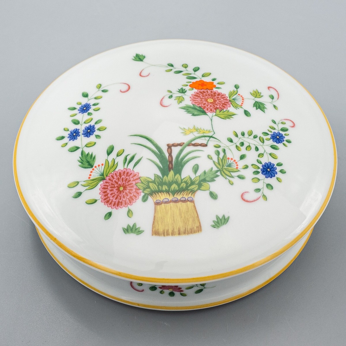 Raynaud Limoges Panier Chinois Celadon Large Lidded Trinket