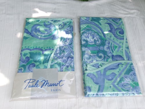 Vintage 2 BEZÜGE 45X75 cm PAULE BRAUN ALHAMBRA Baumwolle grün Blumen blau - Bild 5 von 5