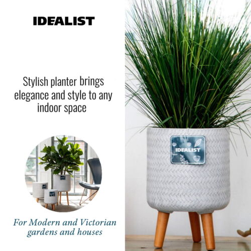 Indoor Plant Pots IDEALIST Plaited Style Cylinder Flower Pots on Legs - Picture 3 of 36