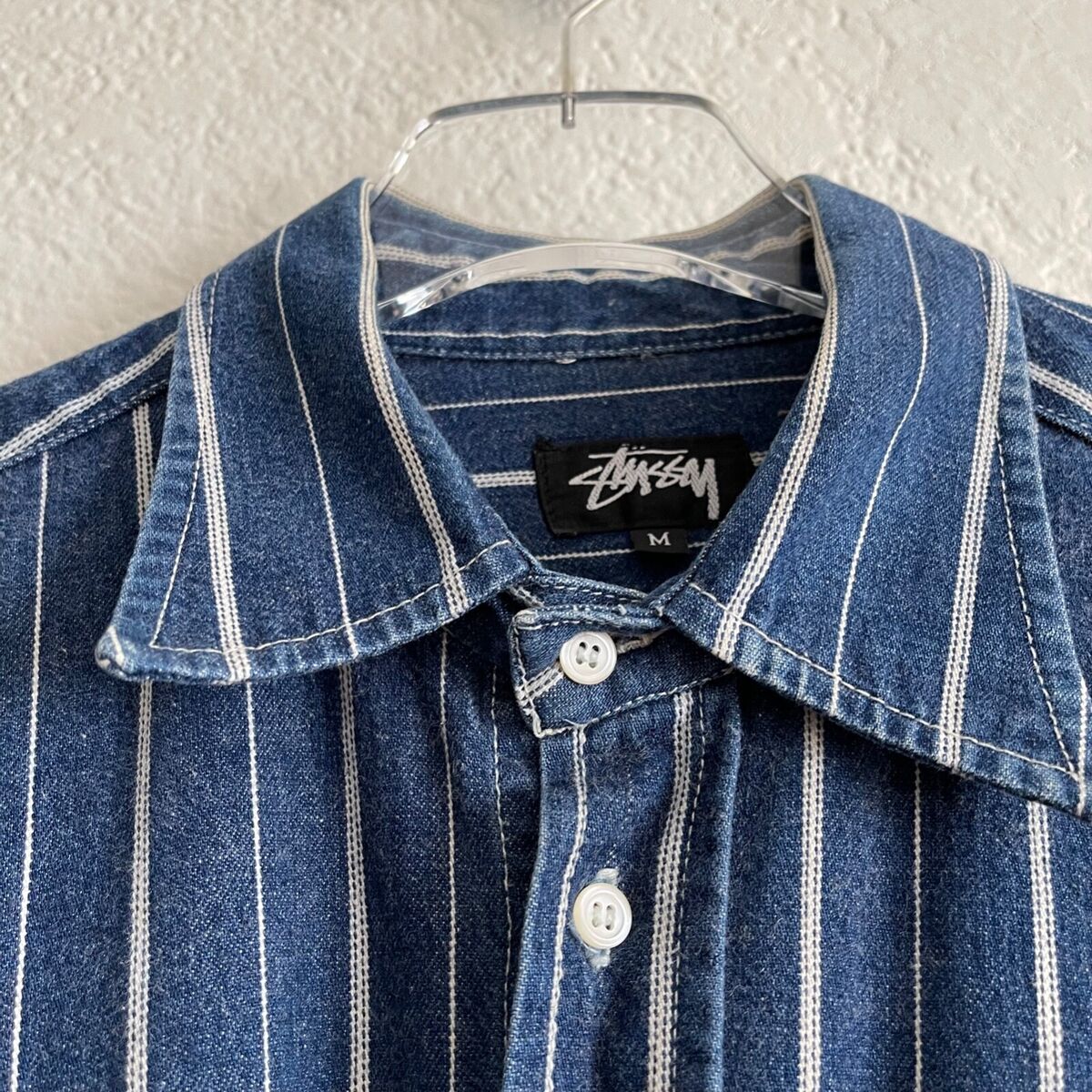 Vintage 90s Stussy Medium Men's Jacket Collar Denim Chore Vintage 90s Stussy Medium Men's Jacket Collar Denim Chore