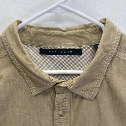 Sean John Shirt Adult 5XB 5X Big Khaki Casual Casual Streetwear Button Up Camp - Picture 6 of 19