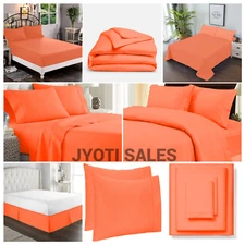 100% Cotton 800 Thread Count Orange Solid Choose Sheets OR Duvet Covers