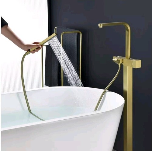 Brushed Gold Free Standing Floor Mounted Tub Filler - Picture 4 of 6