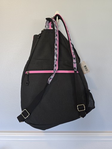 NWT GloveIt Women's Pixel Plaid Tennis Athletic Sling Backpack, Fits 2 Racquets - Picture 2 of 6