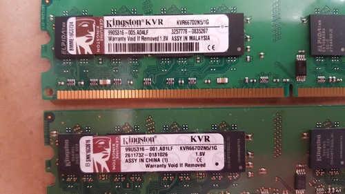 Kingston PC2-5300 DDR2-667 1GB DIMM 667MHz SDRAM RAM Desktop Computer Memory RAM - Afbeelding 3 van 4
