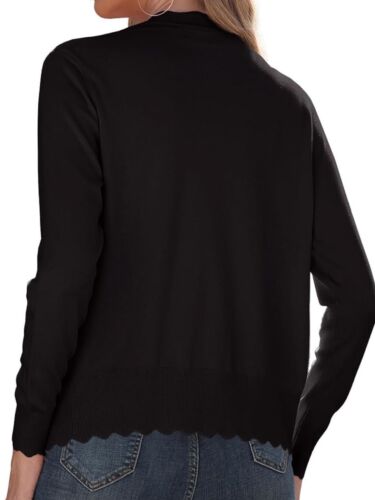 GRECERELLE Women's Long Sleeve V-Neck Button Down Cardigan Knit Shrugs Sweater L - Picture 11 of 11