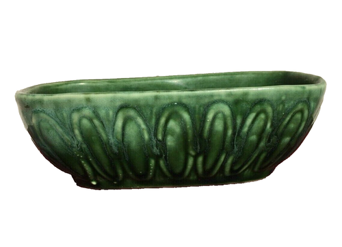 VTG 1960s Cookson USA Pottery Planter Green Rectangle Raised Design 7 X 2.5 X 4 - Picture 1 of 6