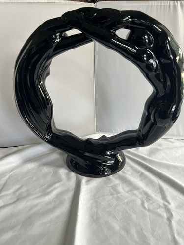 Haeger Pottery Man Woman Couple Lovers Eternity Circle of Love Black Statue - Picture 7 of 13