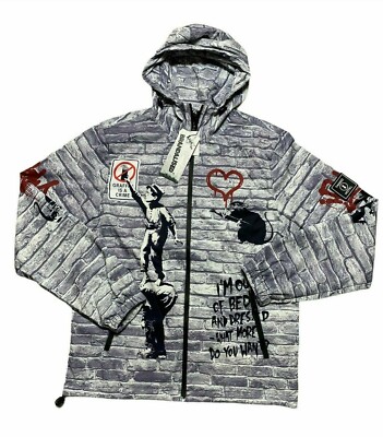 NWT Men's Brandalised Banksy The Wall Graffiti Tango Hotel Windbreaker Jacket | eBay 最大15%OFFクーポン ジャケット バンクシー ストリート系 バンド addiction gallis その他