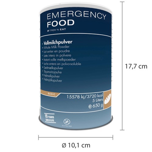 Emergency Food Vollmilchpulver 650 g Dose Prepper Notnahrung Langzeitnahrung - Bild 3 von 3
