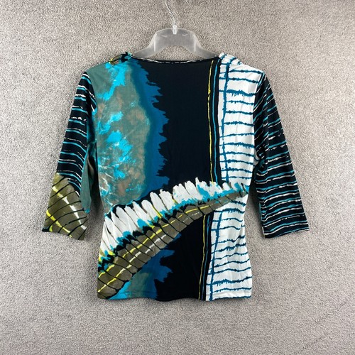 Didier Parakian Top Size 44 3/4 Sleeve Boat Neck Lightweight Abtract Art Print - Picture 13 of 21