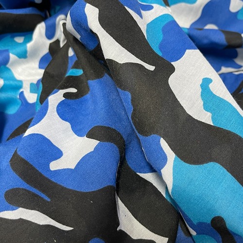 10m Army Camouflage PolyCotton Dress Fabric Patchwork Quilting 45" TURQUOISE - Picture 4 of 6