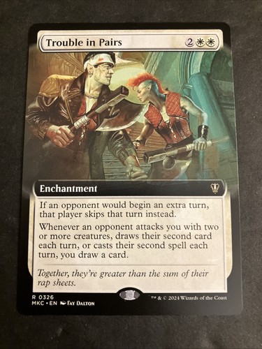 Trouble In Pairs Extended Art NM Non-Foil MKC-326 Rare MTG Pack Fresh !