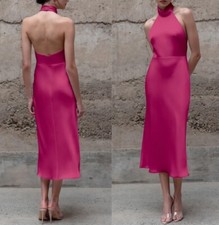 Jenny Yoo Nicolette Halter Satin Bridesmaids Dress In Fuschia Sz 0