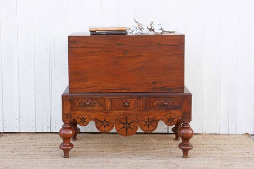 Antique Dutch Colonial Campaign Trunk on Stand - Picture 1 of 17