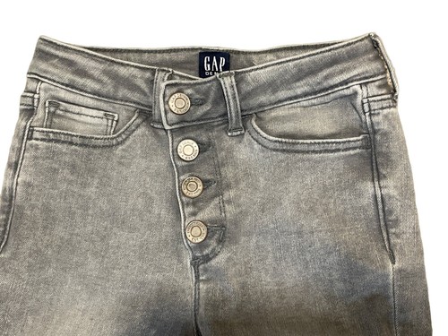 Girls GAP Gray Button Snap Fly Distressed Stretch High Rise Ankle Jegging 8 - Picture 3 of 5
