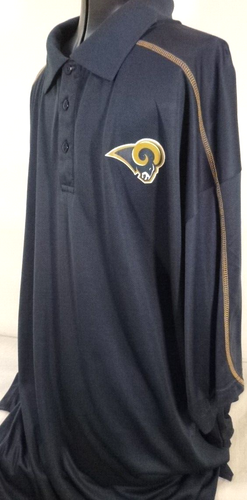 NFL Team Apparel-L.A. RAMS-Mens Performance Polo Shirt-2XLT XXL Big Tall-Blue - Picture 6 of 7