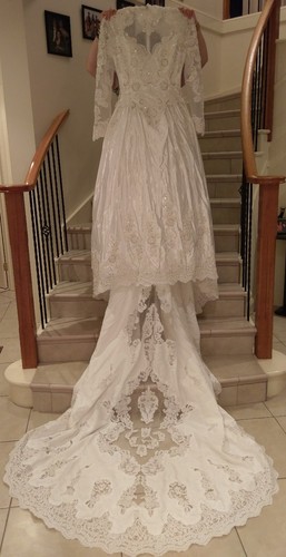 Traditional White Sequin, beaded and pearl Wedding Dress - Picture 10 of 10