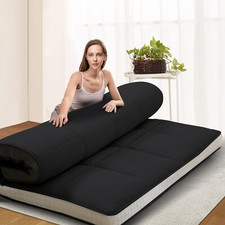 Japanese Floor Mattress Traditional Shiki Futon Lounger Couch Bed Pad Black Mat
