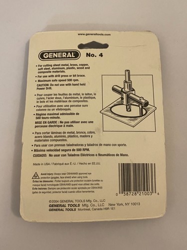 (2) GENERAL TOOLS #4 (7/8”-4”) & #5B (1”-6”) CIRCLE CUTTERS - NEW - U.S.A. - Picture 4 of 5