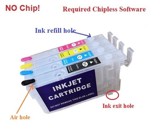 822XL 822 Alternative No Chip Refillable Ink Cartridge WF-4834 WF-4830 WF-3823 - Picture 3 of 6