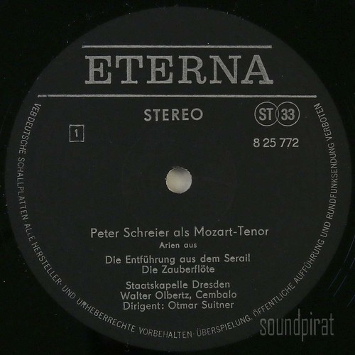 PETER SCHREIER & SUITNER MOZART ARIAS MAGIC FLUTE ETERNA ED.1 STEREO 825772 NM - Imagen 3 de 3