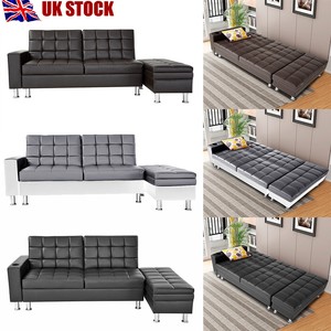 Faux Leather 3 Seater Sofa Bed Storage Cup Holder Recliner Luxury Image Is Loading Faux Leather 3 Seater Sofa Bed Amp Storage