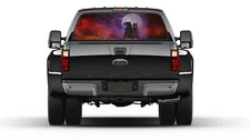 Grim Reaper Dark Horse Moon Rear Window Perforated  Graphic Decal Vinyl  Truck 