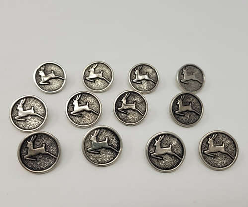 12 pcs Doe Deer Silver Molded Plastic Craft Sewing Shank Buttons 15mm Round VTG - Picture 1 of 3