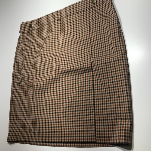 Ann Taylor Factory Brown Plaid Academia Straight 23.5" Split Hem Side Zip Sz 16 - Picture 4 of 13