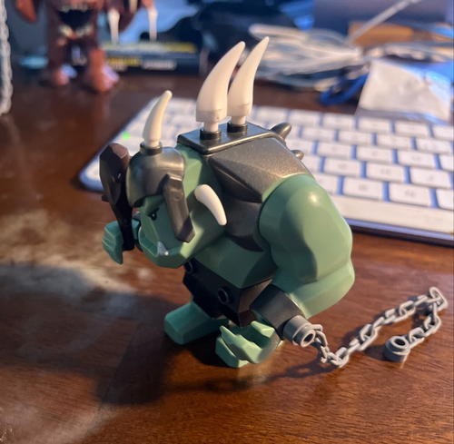 LEGO Troll Minifigure Sand Green Gray Armor Castle Fantasy Era 7038 - Picture 2 of 3