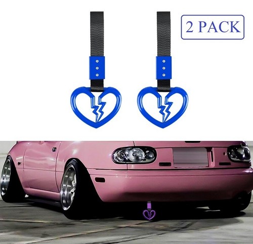 2 Broken Heart TSURIKAWA Blue Crystal Ring Car Bus Handle Strap Nylon Blue - Picture 2 of 12