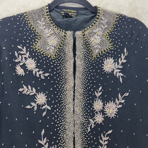 Grande Maison Blanche Damen Strickjacke Perlen schwarz gold Wolle/Angora Größe Medium - Bild 7 von 23