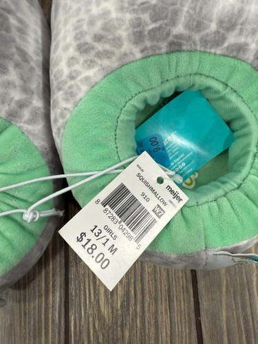 Squishmallows Mädchen 13/1 Plüsch grau & grün Dinosaurier Hausschuhe gemütlich Indoor Footwe - Bild 6 von 7