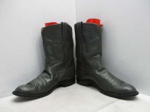 Tony Lama Gray Leather Roper Cowboy Boots Mens Size 9 D Style 2063 USA - Picture 4 of 8