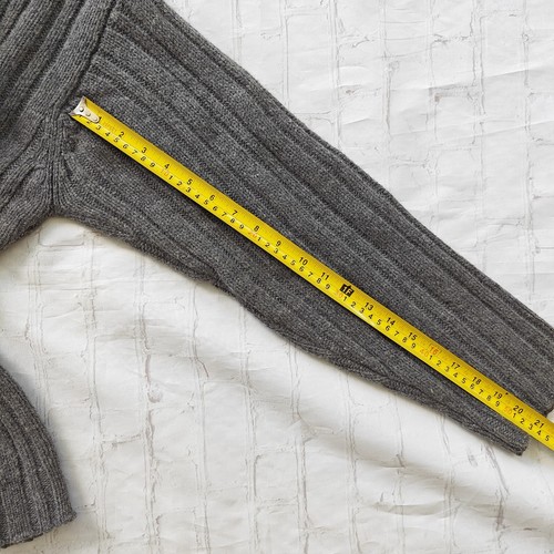 Vintage J Crew 100% Wool Sweater Cable Knit Chunky Mens Large L Gray Grey VTG - Picture 6 of 6