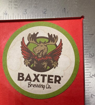 BAXTER MAINE MOOSE 4 INCH ROUND BEER COASTER  rare vintage Q2