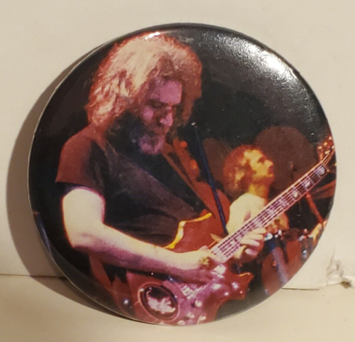 VINTAGE THANKS DEAD JERRY GARCIA AUF GITARRE BILLY KREUTZMANN PINBACK BUTTON PIN