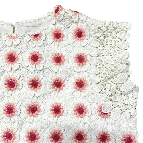 J Crew White Coral Pink Floral Crochet Short Sleeve Blouse NWT XL Spring Easter - Picture 6 of 21