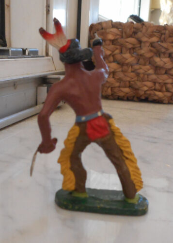 ELASTOLIN NATIVE WARRIOR CHIEF INDIAN FIGURE GERMANY ORIGINAL FIGURINE - Picture 2 of 3