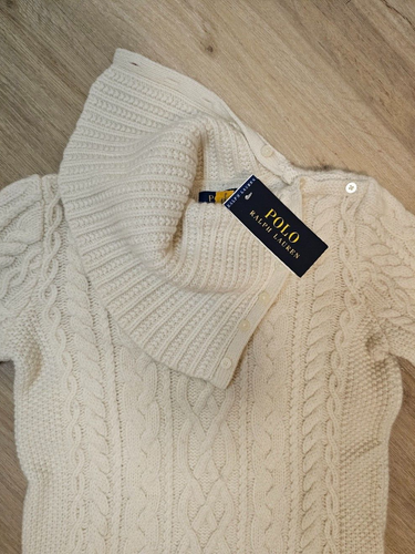 Ralph Lauren Aran-Strickpullover mit Rollkragen Wolle Kaschmir Gr.L Gr.152 weiß - Bild 12 von 13