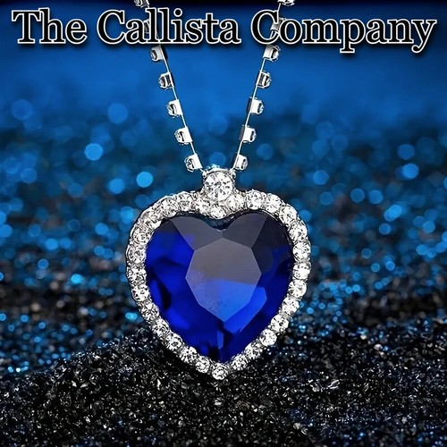 24K+ Sold TITANIC BLUE "HEART OF THE OCEAN" NECKLACE IN A SILVER GIFT BOX - Picture 2 of 12