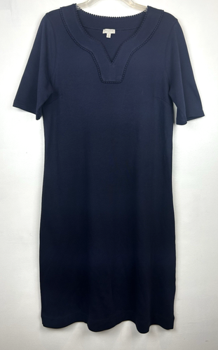 Talbots Kleid Damen M Etui Jersey Strick dunkelblau Baumwolle knielang Freizeit