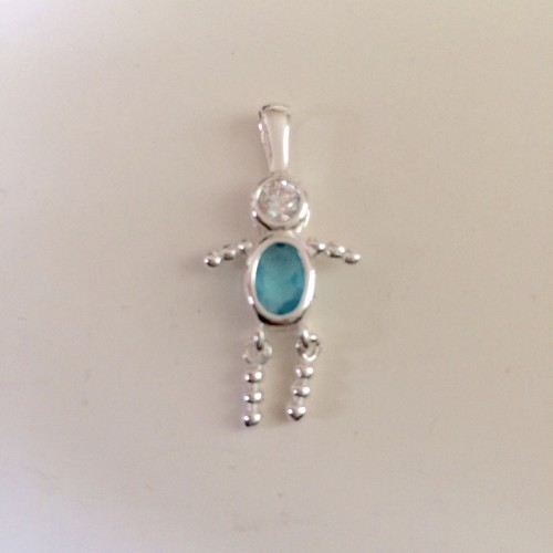 925 Sterling Silver Baby BOY Birthstone Charm Pendant Cubic Zirconia Most Months - Picture 4 of 16
