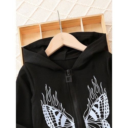 Kids Girls Tracksuit Workout Sport Suit Butterfly Printed Sportwear Jogging - Picture 8 of 20
