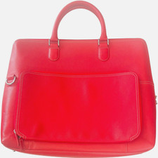 LEVENGER Large Red Leather Briefcase Organizer with Lap Top Protective Bag